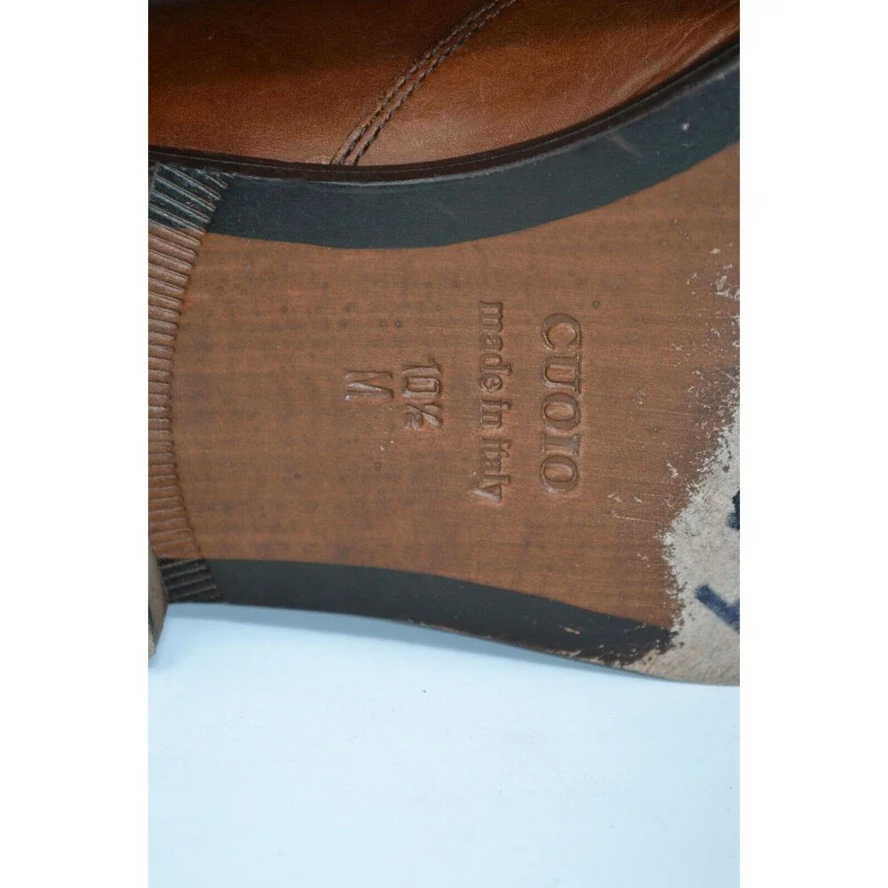 Men's Massimo Matteo Italy 10.5 M Brown Leather Oxford Slip on Dress Shoes‎ 7741